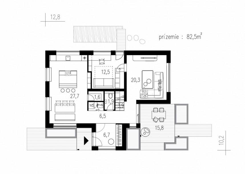 Pôdorys - Zaliaty slnkom