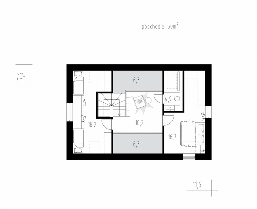 Pôdorys - Dom na stráni