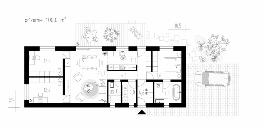 Pôdorys - Dom s herňou