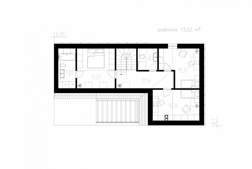 Pôdorys - Dom so súkromím